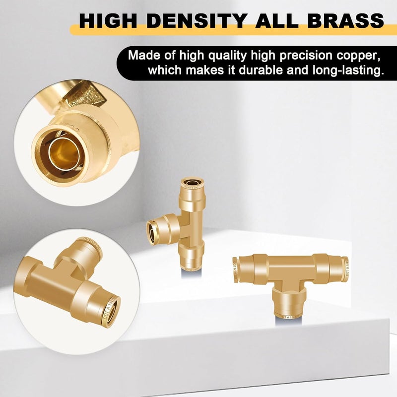 Siptenk 1/4 Air Hose Fitting, 1/4 Inch OD Tube Tee Union DOT Quick Connect Fittings, 1/4 Air Line Fittings for Truck Trailers Industry Air System - Image 5